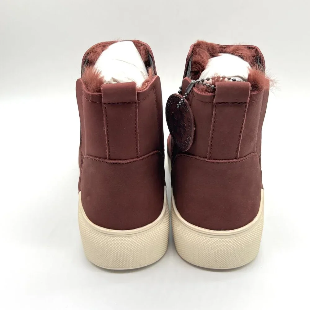 Jslides Womens Size 6 Val Burgundy‎ Red Nubuck Leather Ankle Boots Booties Shoes